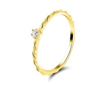 Gold Plated CZ Silver Ring NSR-2719-GP